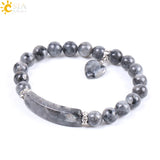 CSJA Spectrolite Stone Bracelet Love Heart Charm Bangle for Women Men