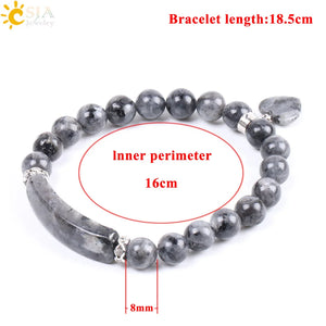 CSJA Spectrolite Stone Bracelet Love Heart Charm Bangle for Women Men