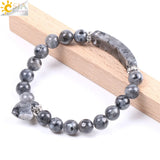 CSJA Spectrolite Stone Bracelet Love Heart Charm Bangle for Women Men