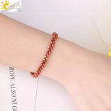 CSJA Natural Stone Bead Baby Girl Bracelet Braid Bell Ball Charm Two Row G875
