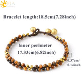 CSJA Natural Stone Bead Baby Girl Bracelet Braid Bell Ball Charm Two Row G875