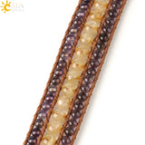CSJA Purple Crystal Leather Wrap Bracelet Bohemian Jewelry