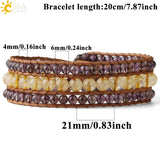 CSJA Purple Crystal Leather Wrap Bracelet Bohemian Jewelry