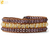 CSJA Purple Crystal Leather Wrap Bracelet Bohemian Jewelry