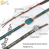CSJA Natural Stone Beads Wrap Bracelet Real Crystal Boho Braided Jewelry