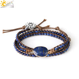 CSJA Natural Stone Beads Wrap Bracelet Real Crystal Boho Braided Jewelry