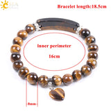 CSJA Tiger Eye Stone Bracelet Heart Shape Silver Fitting Love F105