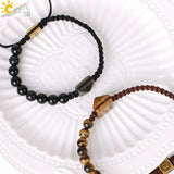 CSJA Stone Braided Bracelet 6mm Rock Crystal Healing Balance