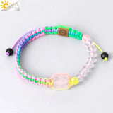 CSJA Stone Braided Bracelet 6mm Rock Crystal Healing Balance