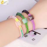 CSJA Stone Braided Bracelet 6mm Rock Crystal Healing Balance