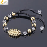 CSJA Stone Bracelet Druzy Zircon Strand Adjustable