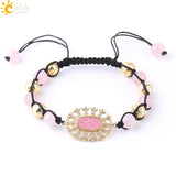 CSJA Stone Bracelet Druzy Zircon Strand Adjustable