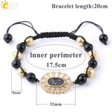 CSJA Stone Bracelet Druzy Zircon Strand Adjustable