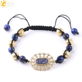 CSJA Stone Bracelet Druzy Zircon Strand Adjustable