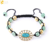 CSJA Stone Bracelet Druzy Zircon Strand Adjustable