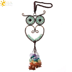 CSJA Chakra 7 Crystal Pendant Owl Car Hanging Accessory