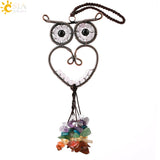 CSJA Chakra 7 Crystal Pendant Owl Car Hanging Accessory