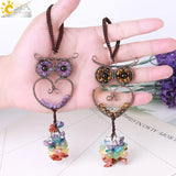 CSJA Chakra 7 Crystal Pendant Owl Car Hanging Accessory