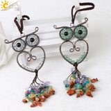 CSJA Chakra 7 Crystal Pendant Owl Car Hanging Accessory