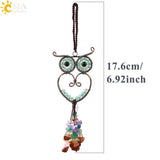 CSJA Chakra 7 Crystal Pendant Owl Car Hanging Accessory