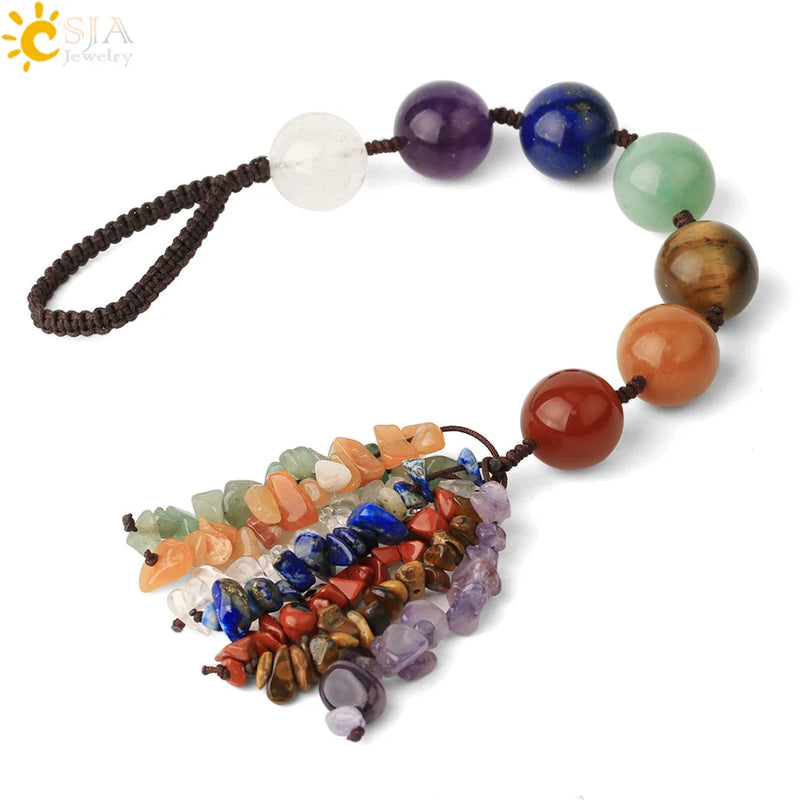 CSJA 7 Chakra Healing Stone Car Hanging Amulet