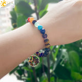CSJA Tiger Eye Tree of Life Chakra Bracelet