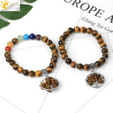 CSJA Tiger Eye Tree of Life Chakra Bracelet