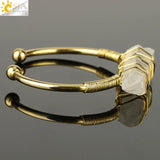 CSJA Clear Quartz Bangle Open Cuff Bracelet Copper Bangle