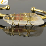 CSJA Clear Quartz Bangle Open Cuff Bracelet Copper Bangle