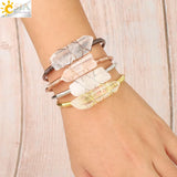 CSJA Clear Quartz Bangle Open Cuff Bracelet Copper Bangle