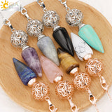 CSJA Stone Cone Pendulum Dowsing Divination Crystal Quartz Radiesthesia H269
