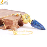 CSJA Stone Cone Pendulum Dowsing Divination Crystal Quartz Radiesthesia H269