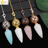 CSJA Stone Cone Pendulum Dowsing Divination Crystal Quartz Radiesthesia H269