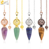 CSJA Stone Cone Pendulum Dowsing Divination Crystal Quartz Radiesthesia H269