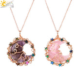 CSJA Moon Star Pendant Necklace Wire Wrap Quartz Jewelry H028