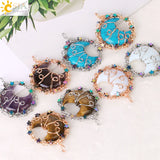 CSJA Moon Star Pendant Necklace Wire Wrap Quartz Jewelry H028