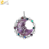 CSJA Moon Star Pendant Necklace Wire Wrap Quartz Jewelry H028