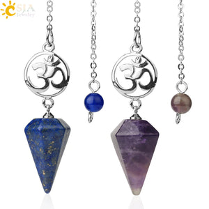 CSJA Natural Stone Crystal Pendulum for Dowsing
