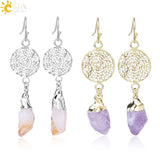 CSJA Natural Stone Earrings for Wife Citrines Purple Crystal Quartz