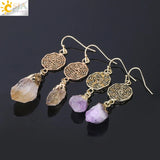 CSJA Natural Stone Earrings for Wife Citrines Purple Crystal Quartz