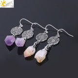 CSJA Natural Stone Earrings for Wife Citrines Purple Crystal Quartz