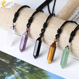 CSJA Natural Stone Crystals Necklace Pendant Amethysts Necklaces Reiki Jewelry