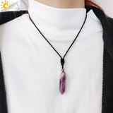 CSJA Natural Stone Crystals Necklace Pendant Amethysts Necklaces Reiki Jewelry