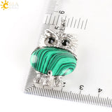 CSJA Natural Stone Owl Animal Pendant Necklace Crystal Reiki Jewellery