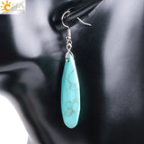 CSJA Stone Earrings Reiki Gem Beads Dangle Hook Drop