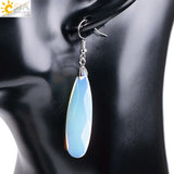 CSJA Stone Earrings Reiki Gem Beads Dangle Hook Drop