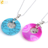 CSJA Flower of Life Pendant Necklace Reiki Amulets Hollow Out Circle Pendants