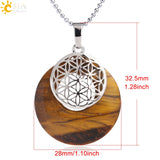 CSJA Flower of Life Pendant Necklace Reiki Amulets Hollow Out Circle Pendants