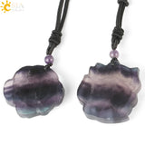 CSJA Fluorite Nine-tailed Fox Pendant Necklace Reiki Lucky G286