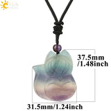 CSJA Fluorite Nine-tailed Fox Pendant Necklace Reiki Lucky G286